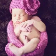 QYFLYXUENewborn для мальчиков и девочек реквизит для фотосессии вязаный крючком костюм шапка+ спальный мешок фото обёрточная бумага соответствующие аксессуары