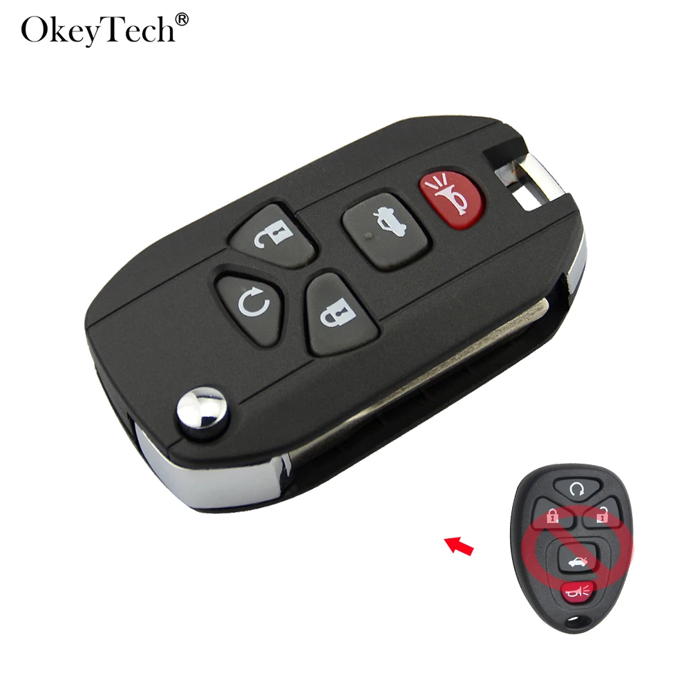 

OkeyTech 5/6 Button Remote Flip Folding Car Key Shell For G-M-C Buick Chevy Chevrolet Pontiac Saturn Replacement Auto Fob Case