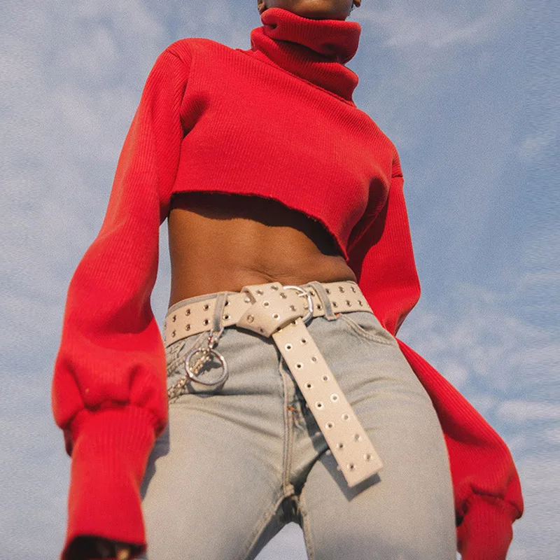 

Workout Tops for Women Autumn Winter 2018 New Arrival Outfits Knitted Cotton Sexy Long Sleeve Sport Fitness Gym Red Crop Tops 35