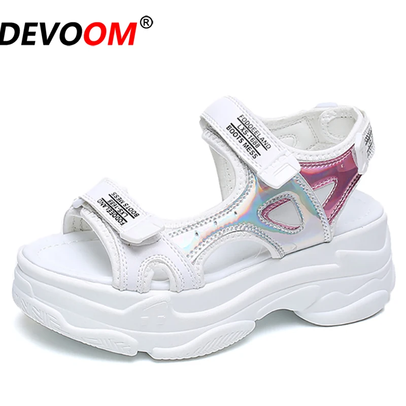 Женские кожаные парусиновые сандалии Zapatos Mujer спортивные на платформе женская