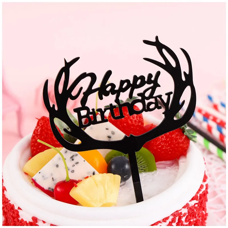Garniture De Gateau En Acrylique Noir Argent Bois De Chasse Decoration De Gateau D Anniversaire Pour Fete D Anniversaire Avec Livraison Gratuite Aliexpress Maison Animalerie