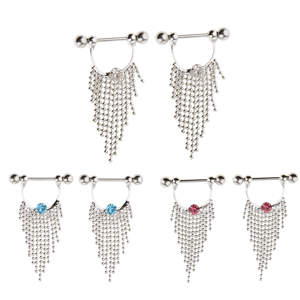 1 Pair Bohemian Beads Tassle Nipple Ring Dangle Shield NippleRings with