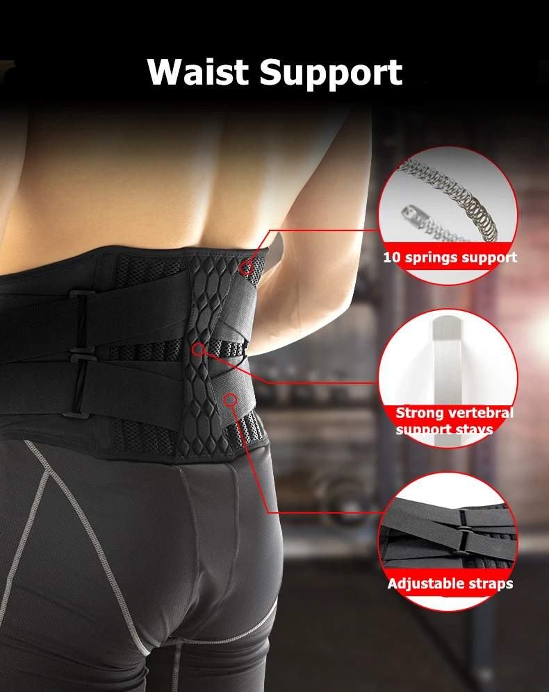 Lumbar Waist Support Belt Strong Lower Back Brace Support Corset Belt Waist Trainer Sweat Slim Belt for Sports Pain Relief New