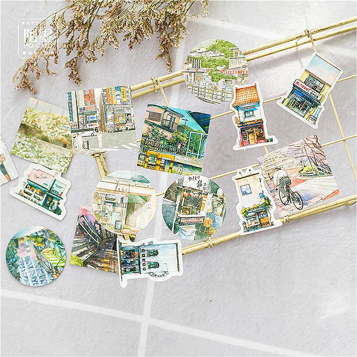 46Pcs/pack Travel Scenery Paper Envelope European Style Message Card Letter Stationary Storage Paper Sticker Gift