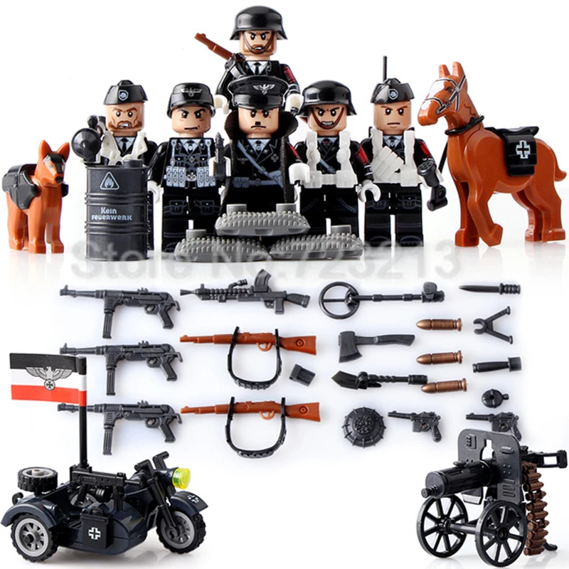 

6pcs/lot Military World War II Weapon Soldier WW2 SWAT Figure Set Building Blocks Sets Model Bricks Toys for Children D71009
