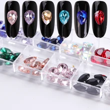 Капли воды ногтей плоское дно Искусство Стразы Красочный Кристалл Маникюр 7x10 мм Шарм ногтей драгоценный камень украшения для ногтей 12 Тип TR037