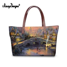 Новинка, сумка для покупок, для женщин, Рождественская, с принтом краски, сумки, дизайнерские, на плечо, Mesenger, сумки, большая емкость, ведро, мешок, основной женский