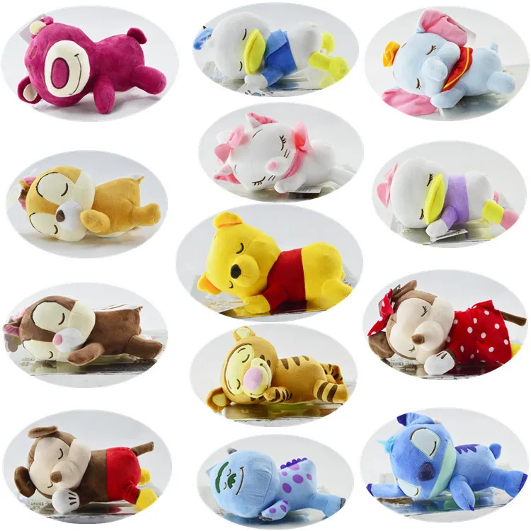 

XINTOCH Sleeping Plush Toys Stitch Mickey Minnie Daisy Dumbo Stuffed Sweetie Animals Kawaii Doll Gift for Kids Drop Shipping