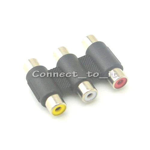 

Free shipping (5 pieces/lot) RCA adapter 3 RCA AV Audio Video Coupler Female to Female Adapter connector