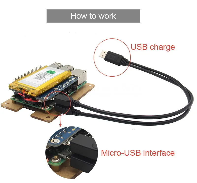 Geekworm Raspberry Pi один USB на два Micro usb зарядный кабель для Raspberry Pi UPS HAT Плата расширения питания/Raspberry Pi 3