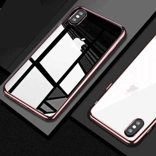 Fashion gold Luxury Plating Case For iPhone X S Max Soft Clear TPU Back