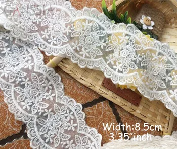 

1yrd/lot Width:8.5cm Sweet design natural color mesh embroidered lace,sewing accessories,garment trim flower lace(ss-597)