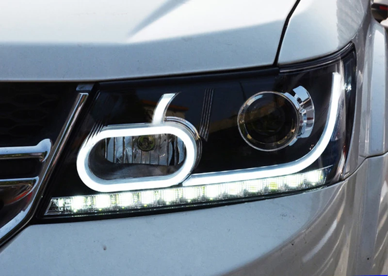 Автомобильная фара для Dodge Journey головной светильник s 2008- Ангел глаз передний светильник Биксеноновая линза проектор светодиодный DRL