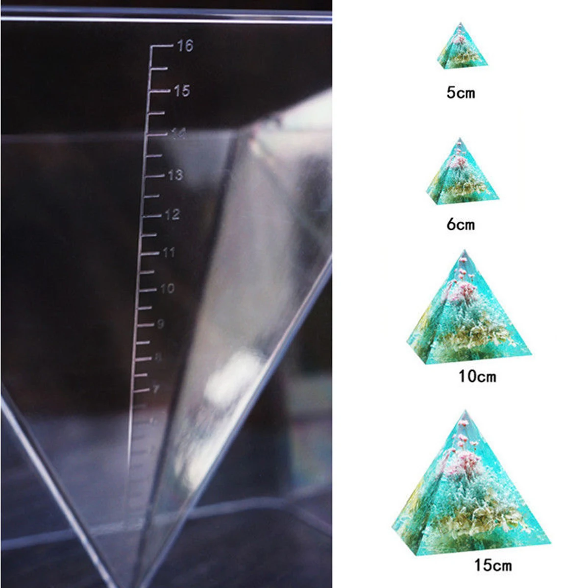 1pc x Super Pyramid Silicone Mould DIY Resin Craft Jewelry Mold + Plastic Frame