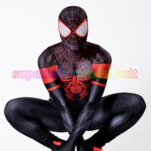 Новинка, Костюм Супергероя человека-паука с 3D-принтом "Майлз Моралес", костюм Человека-паука, костюм зентай с линзами Человека-паука