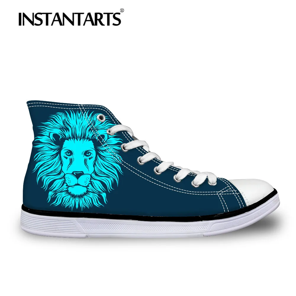 

INSTANTARTS Cool 3D Animal Lion Head Print Men's Vulcanize High Top Shoes Fashion Casual Canvas Shoes Comfort Flats Sneakers Man
