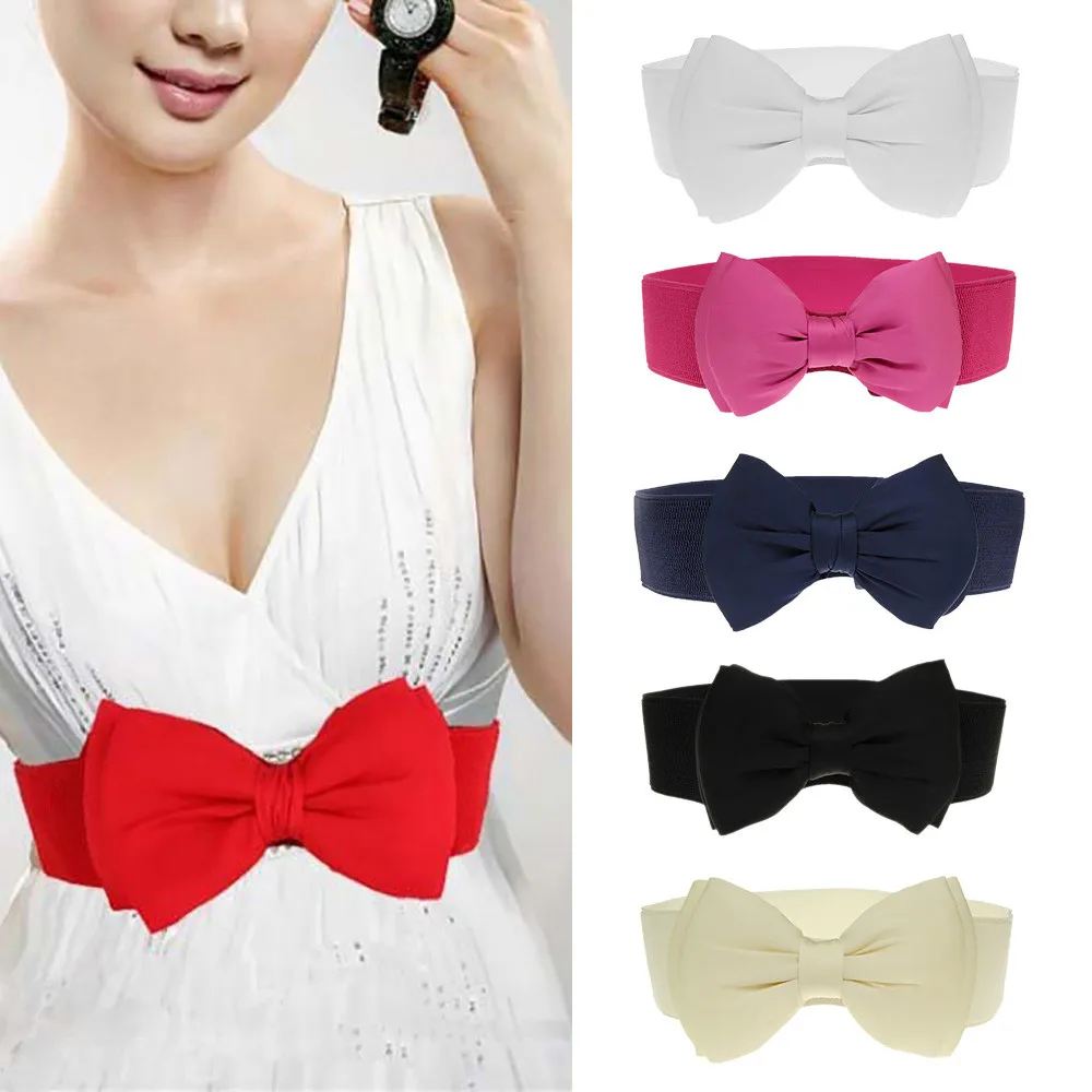 

Women Fashion Bowknot Waistband Wide Elastic Stretch Waist Belt