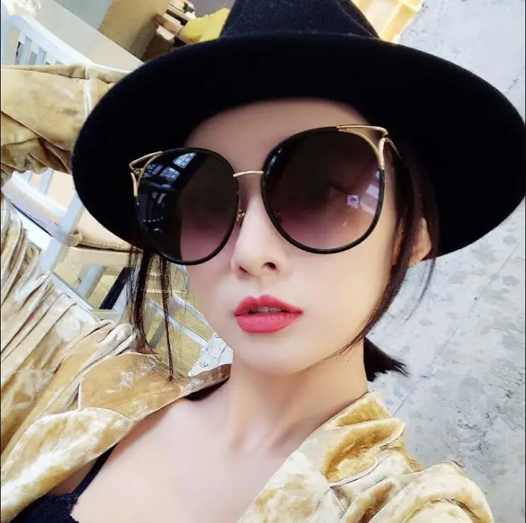 

Super-large frame enlarged round-faced sunglasses Tide 2019 cat-eye sunglasses ultraviolet protection glasses 54156