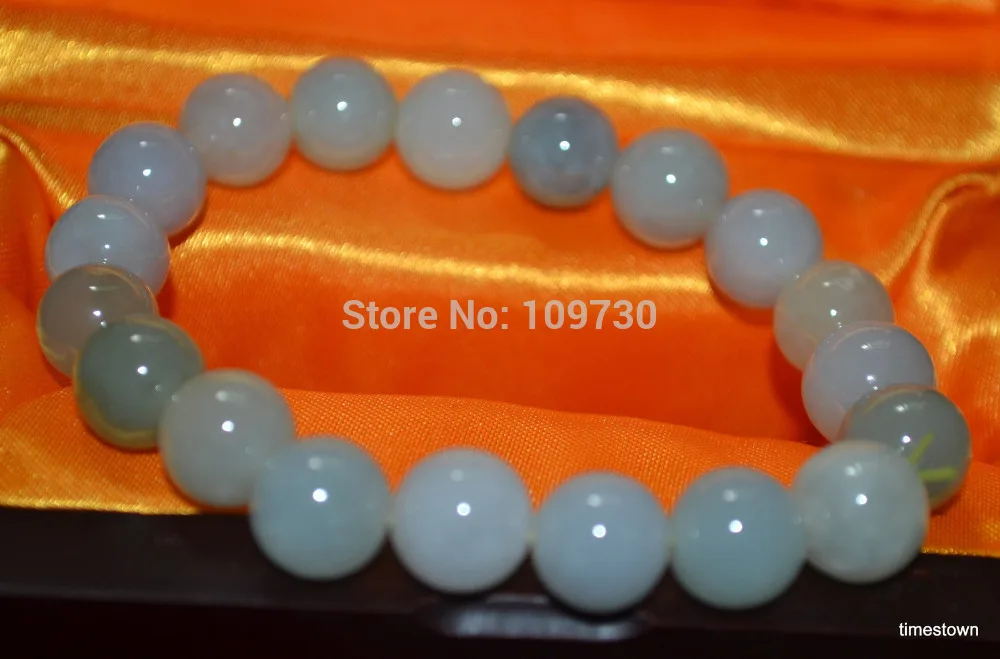 

00989 ROYAL Natural A Jadeite High Grade Jade 14mm Bead Bracelet