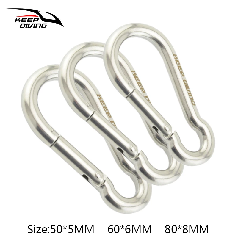 3 PCS 316 الفولاذ المقاوم للصدأ الغوص هوك خطاف بنابض مسمار مُلَوْلبَ خُطافي مزود بمشبك كليب 3 حجم معدات غطس