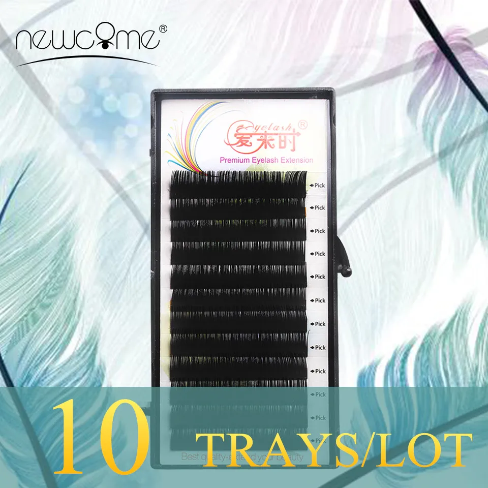 10 Cases Individual Silk Eyelash Extensions All Size Fake Eyelash
