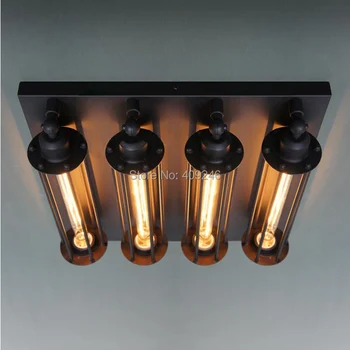 

RH LOFT Retro Iron 4Head RARE large Vintage American Industrial Edison Lamp Ceiling light Coffee Shop Cafe Bar Dining Room Club