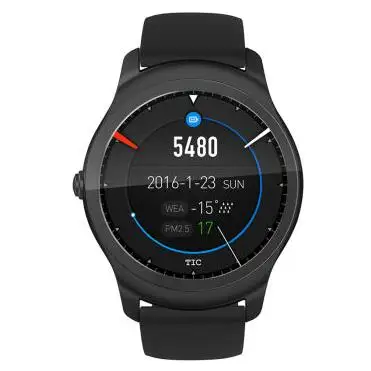 1,4 дюймов круглые gps Bluetooth 4,1 MT2601 умные часы Ticwatch 2 монитор сердечного ритма здоровые спортивные умные часы для iphone x - Цвет: Черный