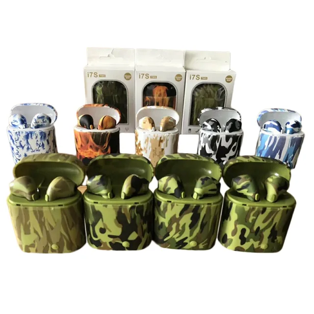 US $8.63 Dabruyne i7s TWS Camouflage Bluetooth Wireless Earphones Earbuds With Charging Box Sports Headsets 