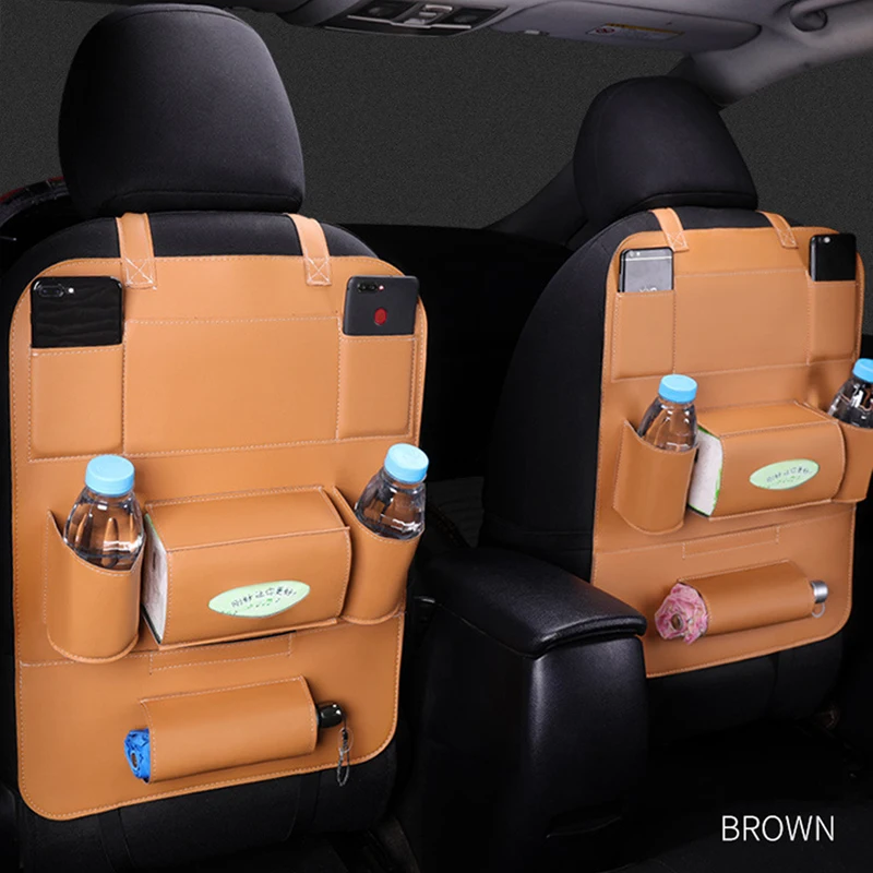 

Multi-Pocket Car Seat Back Organizer PU leather Storage Container Hanging Box Multifunction Vehicle Storage Bag Car-styling