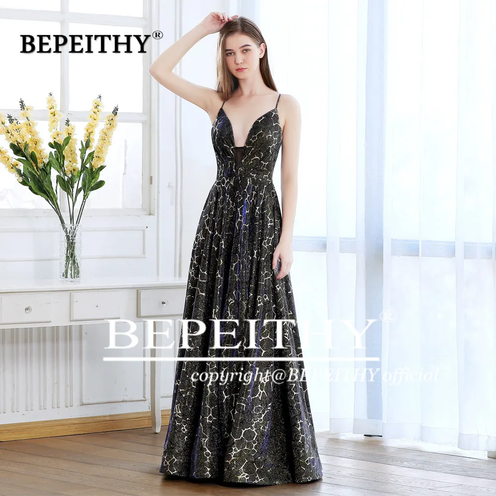 BEPEITHY V образным вырезом длинное вечернее платье вечерние элегантные блестящие туфли с леопардовым принтом, платье для выпускного вечера De