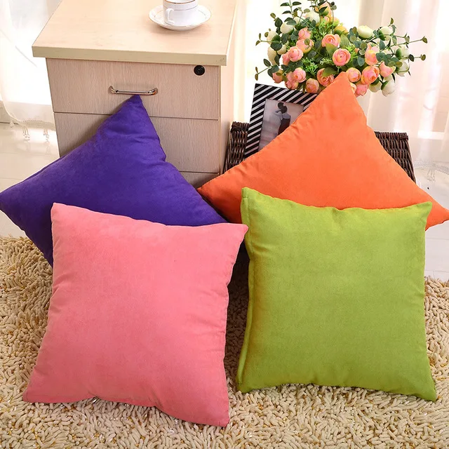 

2019 Velvet Cushion Cover Soft Sofa Waist Throw Decorative Pillows Solid Color Pillow Covers for Home Living Room Seat 45 x 45cm