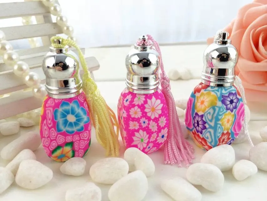 5ml Floral Roller Perfume Bottle with Color Tassel Refillable Empty