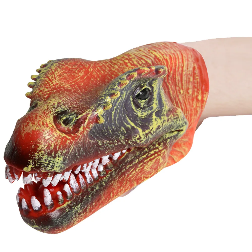 

New Dinosaur Hand Puppet For Story Tyrannosaurus Head Hand Puppet Soft Vinyl Figure Toys For Children Realistic Dino Model Toy