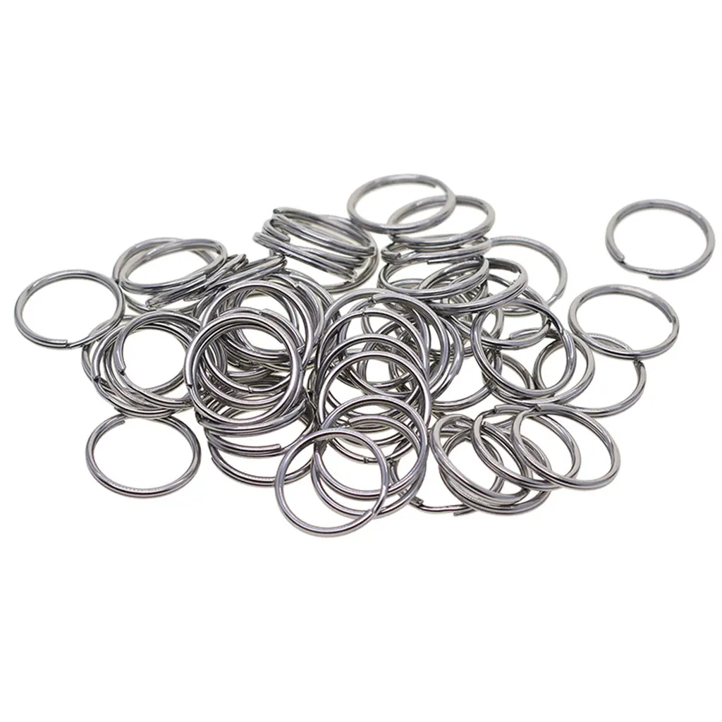 100 Pieces Blank Stainless Steel Round Split Key Rings Keyrings