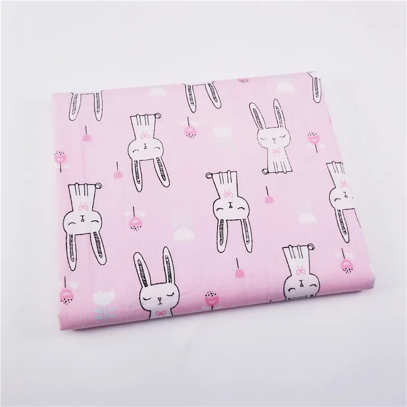 

Cartoon Twill Fabric With Pink Rabbit For Textile Material Bed Sheet Soft Cloth Quilting Patchwork Tecido Baby Beding Dolls