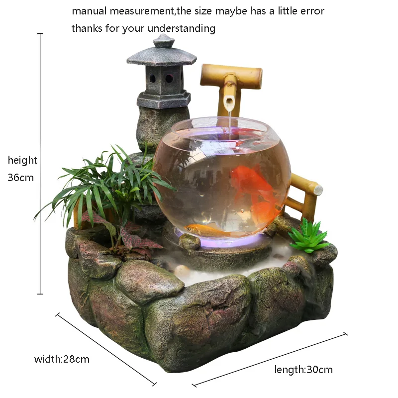110 V-220 V Винтаж смолы фонтан воды маленький аквариум офисный Настольный Декор Waterscape бонсай Feng Shui орнамент фонтан ремесла