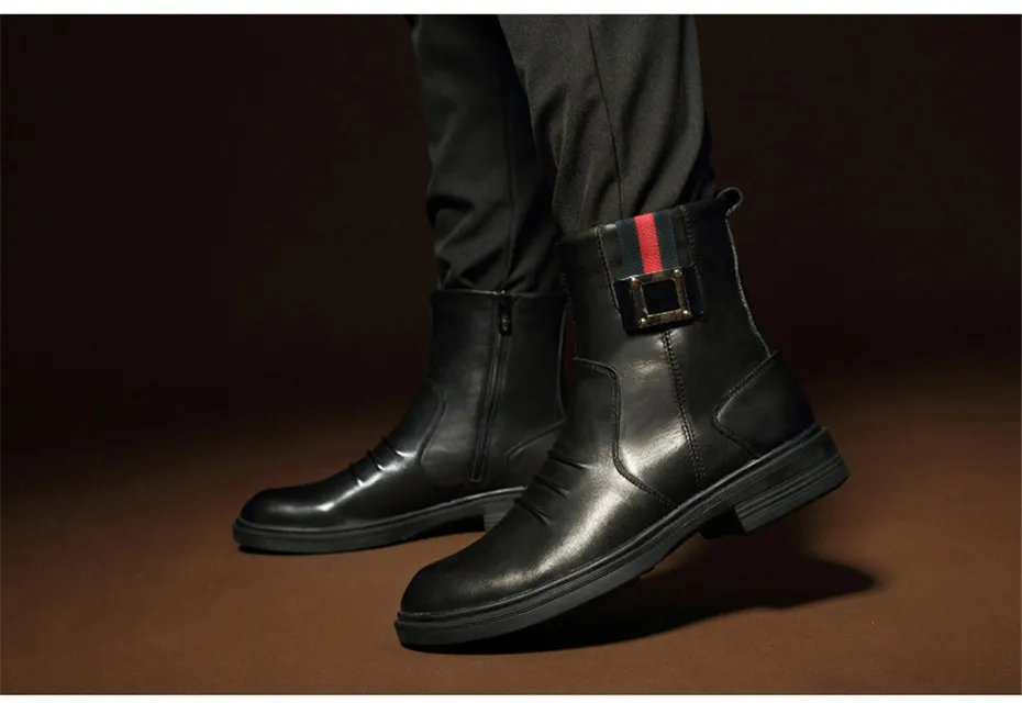 NINYOO/Новинка; модные мужские шерстяные ботинки; ботинки из натуральной кожи на молнии; водонепроницаемые ботинки martin; уличные зимние ботинки; большие размеры 45, 46