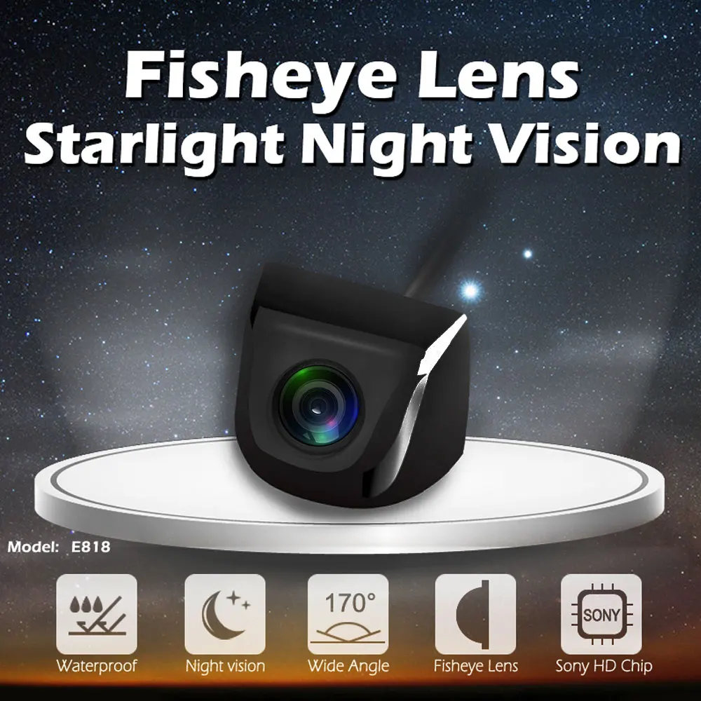 170 градусов объектив рыбий глаз Звездный светильник ночного видения Автомобильная камера заднего/Переднего Вида низкий светильник 15 м видимая автомобильная камера