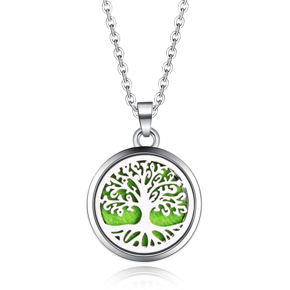 Tree of Life Stainless Steel Aroma Box Pendant Necklace Magnetic Aromatherapy Essential Oil Diffuser Box Locket Pendant Jewelry|Pendants| - AliExpress
