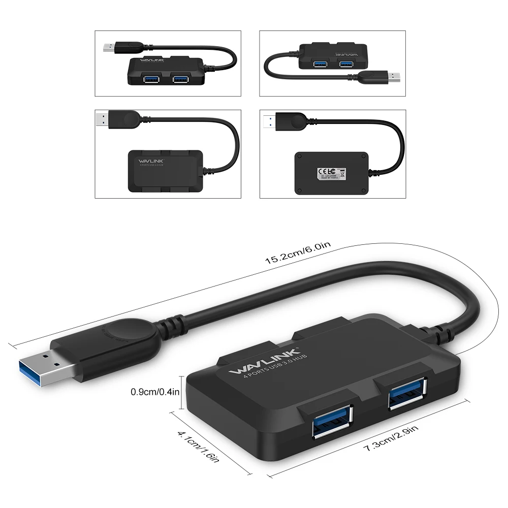 Wavlink высокоскоростной usb-хаб 3,0, 4 порта, портативный usb-хаб, док-кард-ридер, 5 Гбит/с, USB 3,0, разветвитель для компьютера, аксессуары для ноутбука