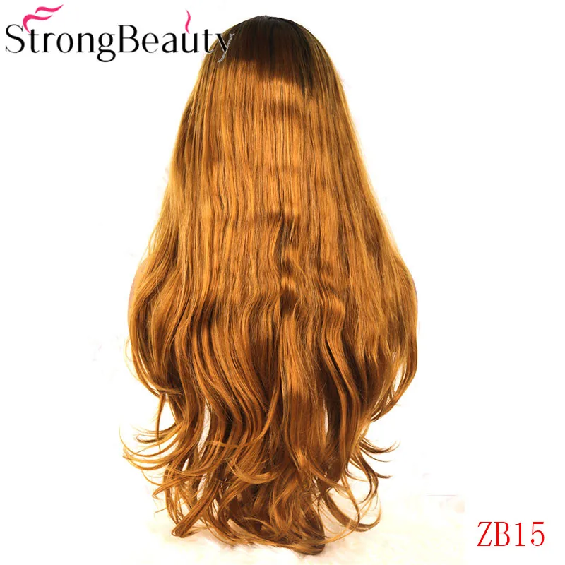 StrongBeauty синтетический парик фронта шнурка длинные волнистые натуральные парики женские парики - Цвет: ZB15