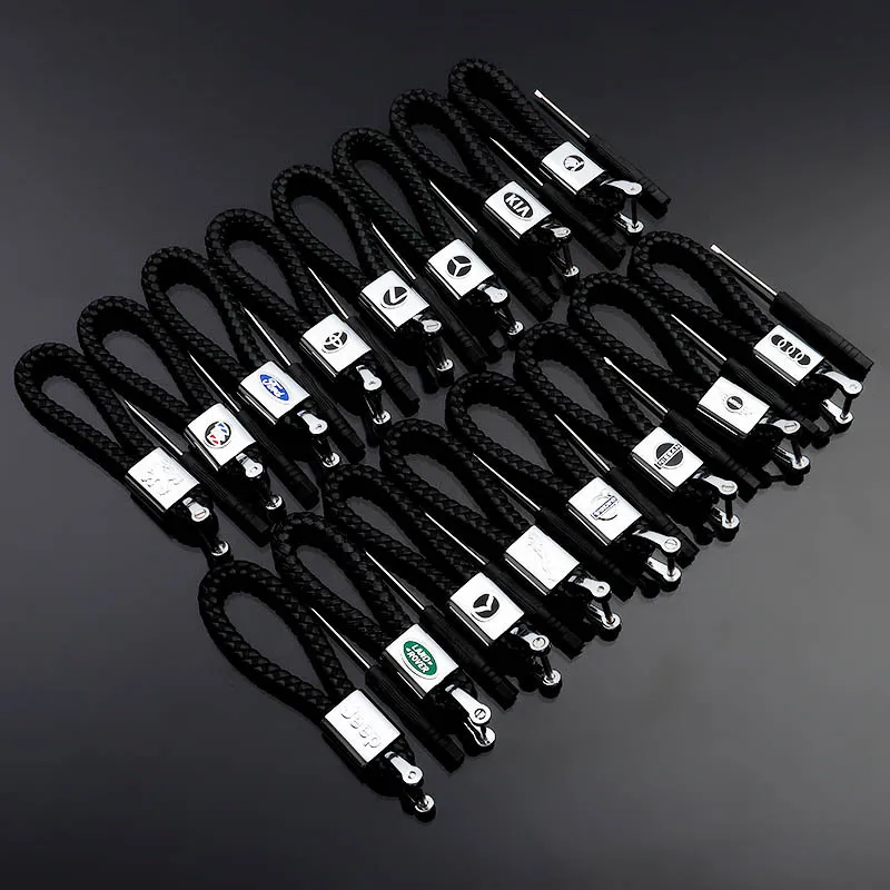 

Horseshoe buckle hand-woven rope car metal keychain Mercedes-Benz Skoda Toyota Honda brand key chain pendant O-33