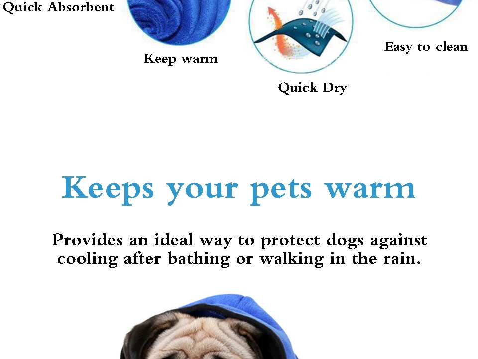 Халат для собак теплая одежда для собак суперабсорбирующих сушки Полотенца для золотой Тедди синее банное полотенце зоотоваров XS-XL