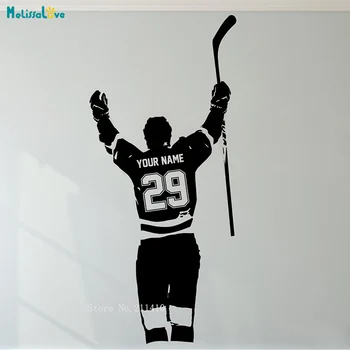 

Cutom Hockey Wall Decal Personalized Name and Number Sport Player Shot Vinyl Stickers Home Decor for Kids Boy Room Murals YT998