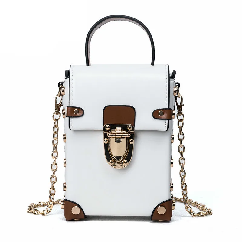 

Women's Personality Rivets Mini Box Bag Korean Version Chain Hit Color Female Messenger Bag Shoulder Bag Femme Handbag