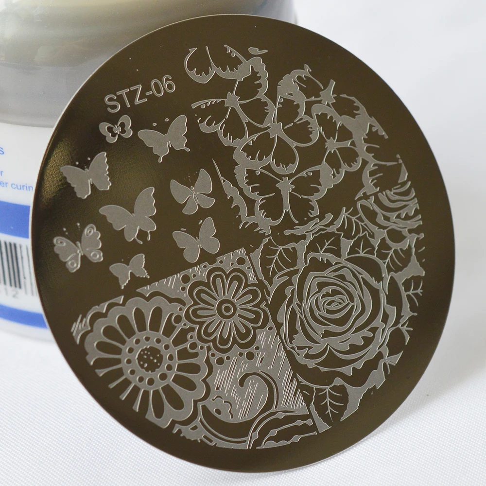 

1PC 5.5cm Round Stainless Steel Nail Art Stamp Template Image Plate Romantic Rose Pattens SASTZA06