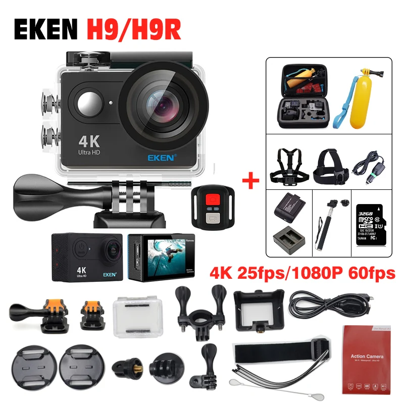 Buy Action Camera Original Eken H9 H9r Remote Ultra Hd 4k Wifi Camera 1080p 60fps 2 0 Lcd 170d 4 K Pro Sport Waterproof Go Camera Online Cheap E4rbuy