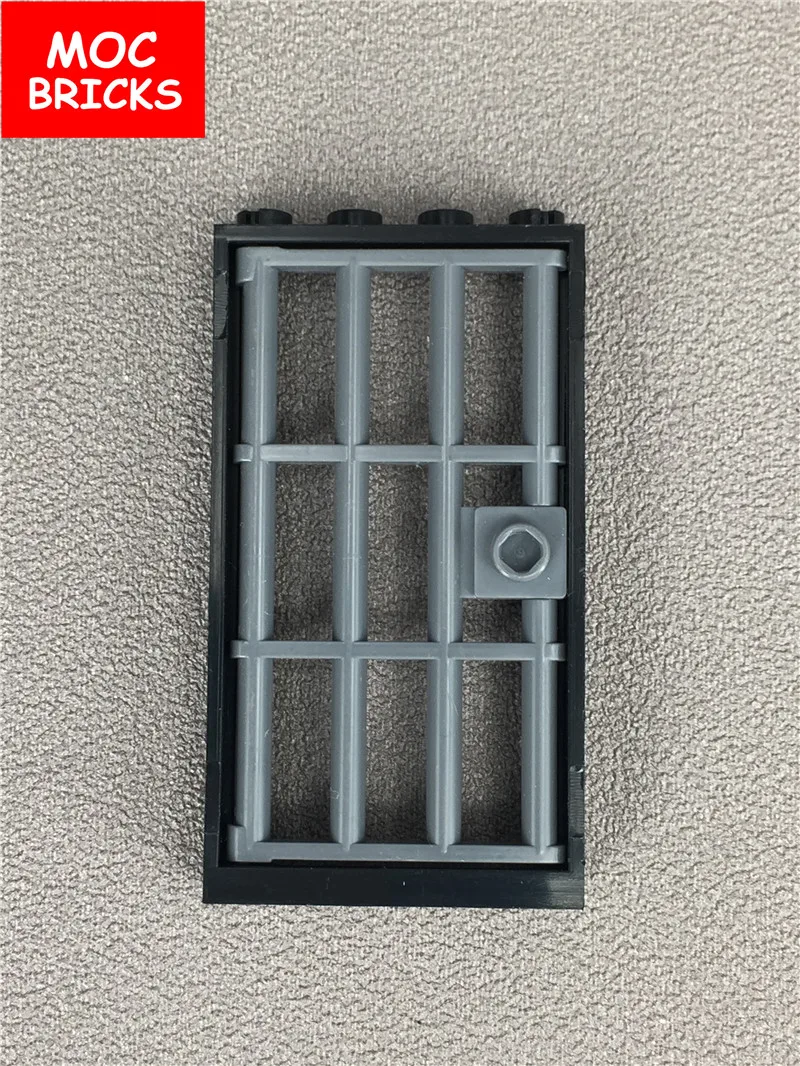 2 компл./лот кубики MOC дверная рама 1x4x6 Тип и дверь Barred с ручкой гвоздиком