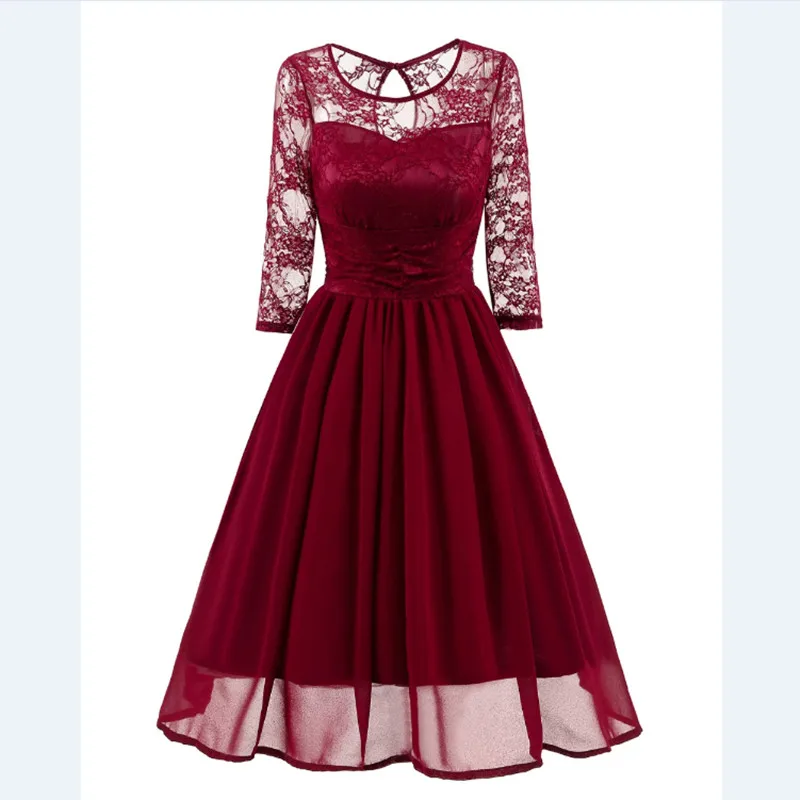 CD1581 # бордовое кружевное платье из шифона короткие платья для подружки невесты