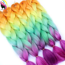 Feibin синтетические вязанные крючком косички для наращивания волос 24 дюйма Омбре цвета